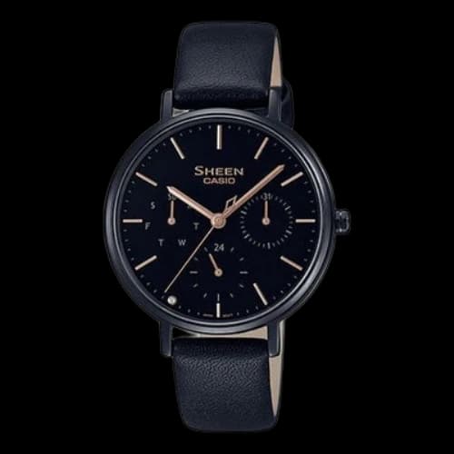 CASIO Waterproof SHEEN Quartz Sapphire Crystal Black Analog