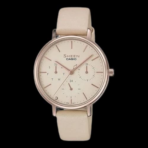 CASIO Waterproof Quartz SHEEN Sapphire Crystal Pink Analog