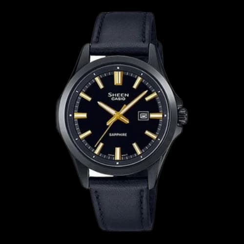 CASIO SHEEN Quartz Waterproof Sapphire Crystal Black Analog