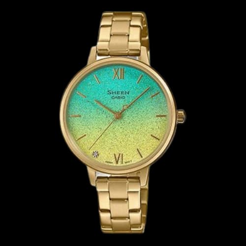 CASIO SHEEN Universe Starry Sky Subject Stylish Simplicity Thin And Light Watch Gradient Gold Analog