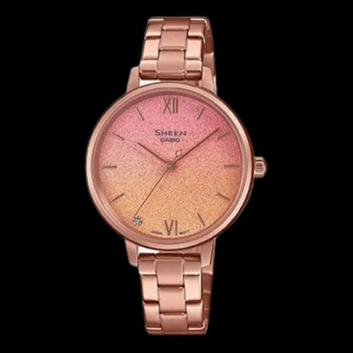 CASIO SHEEN Universe Starry Sky Subject Stylish Simplicity Thin And Light Watch Gradient Peach Gold Analog