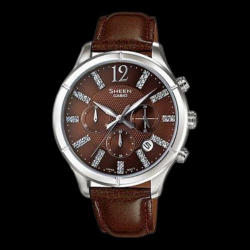 CASIO Retro Large Leather Casual Business SHE-5020L-5A Brown Analog