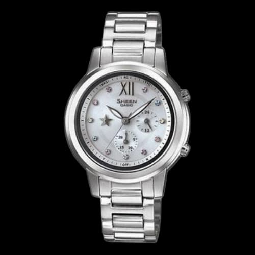 CASIO SHEEN Waterproof Stainless Steel Strap White Analog