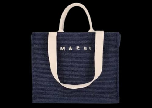 Marni Rafia Tote Bag Blue