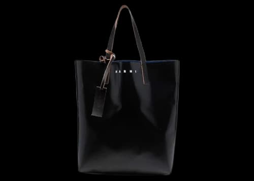 Marni Two Tone Logo Print Tote Bag Blue/Black
