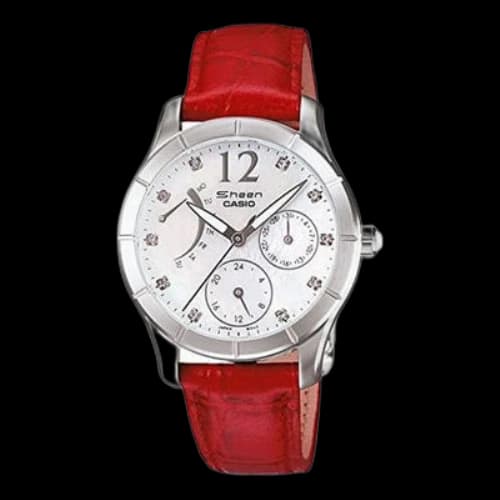 CASIO SHEEN Waterproof Businesses Red White Analog