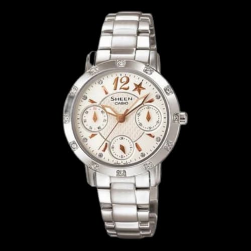 CASIO SHEEN Waterproof Stainless Steel Strap White Analog