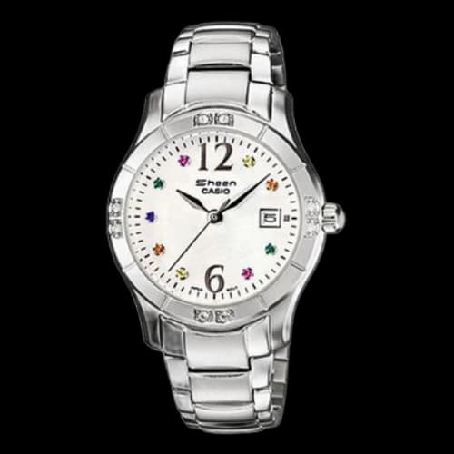 Casio Quartz SHEEN Stainless Steel Strap White Analog