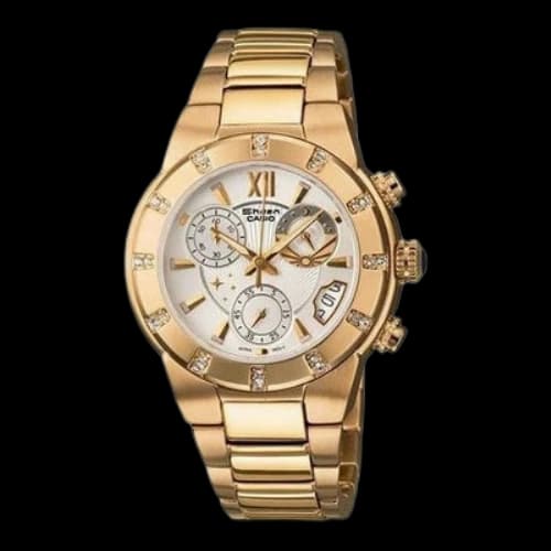CASIO Waterproof SHEEN Stainless Steel Strap Gold Analog