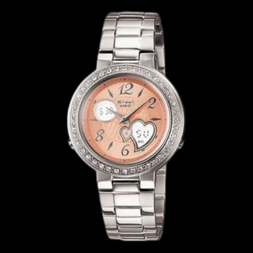 CASIO SHEEN Waterproof Stainless Steel Strap Orange Analog/Digital Combo