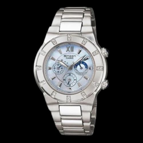 CASIO Waterproof SHEEN Sapphire Crystal Solar Powered Stainless Steel Strap Silver Analog
