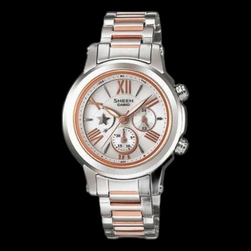 CASIO Waterproof SHEEN Sapphire Crystal Solar Powered Stainless Steel Strap Gold Analog
