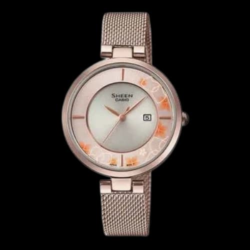 CASIO SHEEN Quartz Waterproof Sapphire Crystal Solar Powered Rose Gold Analog