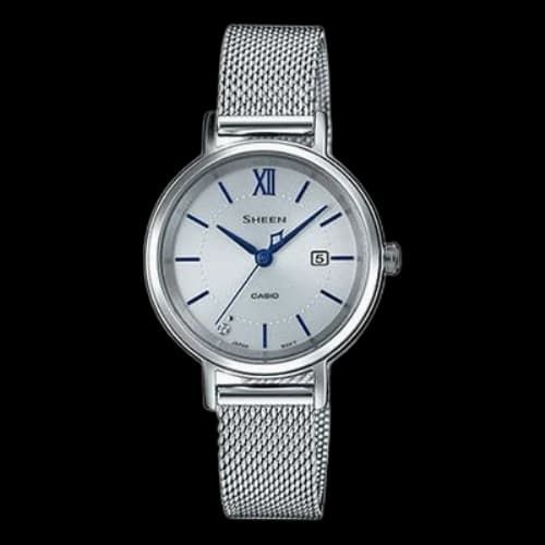 CASIO SHEEN Solar Powered Quartz Waterproof Sapphire Crystal Silver Analog