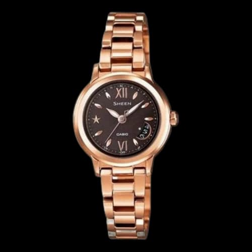 CASIO Waterproof SHEEN Stainless Steel Strap BlackGold Analog