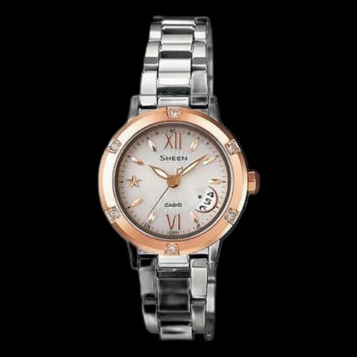 CASIO Waterproof SHEEN Sapphire Crystal Solar Powered Stainless Steel Strap Gold Analog