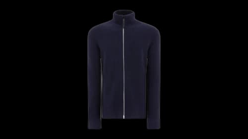 Maison Margiela Cotton and Wool Zippered Cardigan Blue