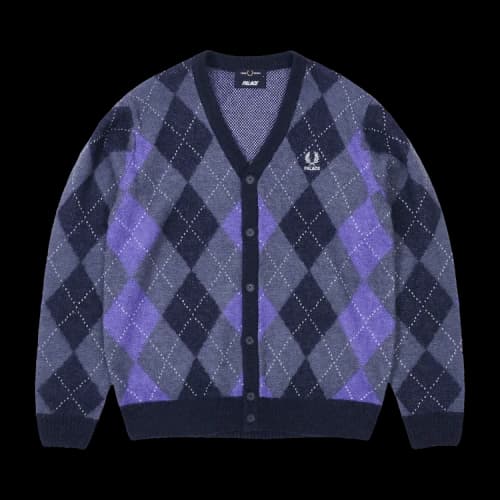 Palace x Fred Perry Argyle Cardigan 'Peacoat'