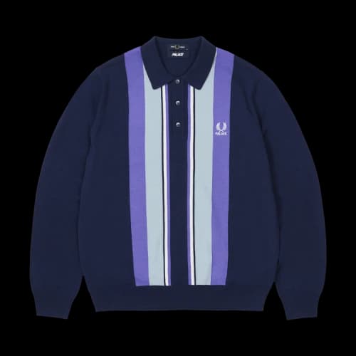 Palace x Fred Perry Long Sleeve Knitted Shirt 'Peacoat'
