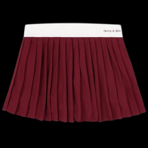 Sporty & Rich Classic Logo Pleated Skirt 'Merlot'