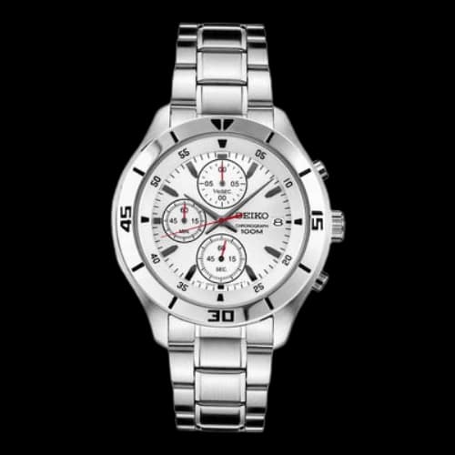 SEIKO Three Eyes 100 Meter Waterproof Business Casual Fashion White Dial Steel Strip Quartz Watch