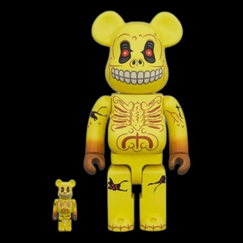 Bearbrick BE@RBRICK MAD BALLS Skull Face Skeleton Yellow 100%+400%