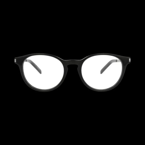 Saint Laurent Round-Frame Acetate Optical Frames Black Silver Transparent (SL25-30000177-001)