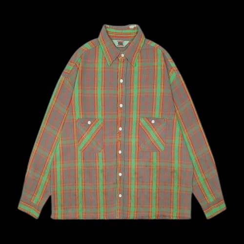 Saint Michael Denim Tears Flannel Shirt 'Green/Red'