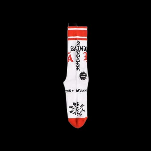 SAINT Mxxxxxx Saint Sinner Socks 'White/Red'