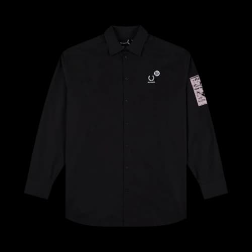 Fred Perry x Raf Simons Back Patch Oversized Shirt 'Black'