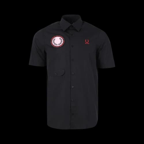 Fred Perry x Raf Simons Short-Sleeve Patched Shirt 'Black'