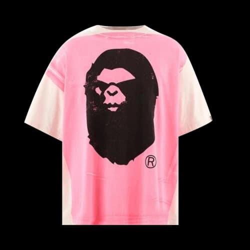 SAINT Mxxxxxx Handprint Bape Short Sleeve Tee 'White/Pink'