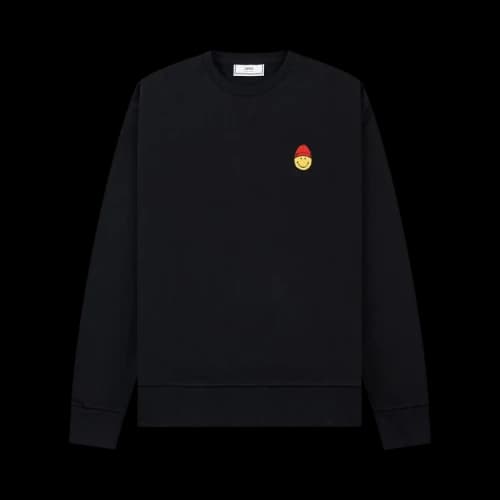 Ami Smiley Patch Round Neck Sweatshirt 'Blue'