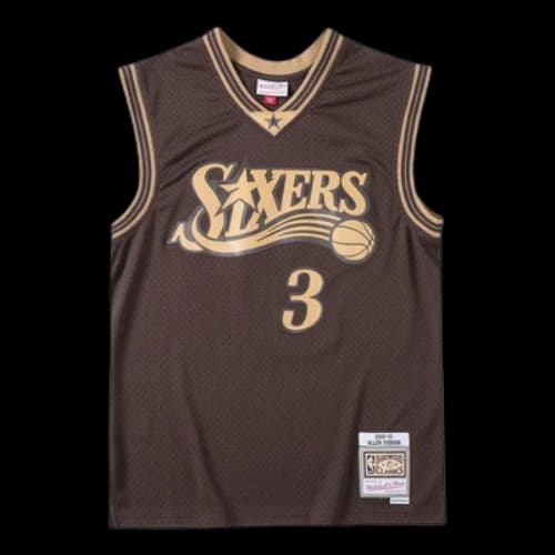 Mitchell & Ness x NBA Philadelphia 76ers Lux Brown Swingman Jersey 'Allen Iverson 3'