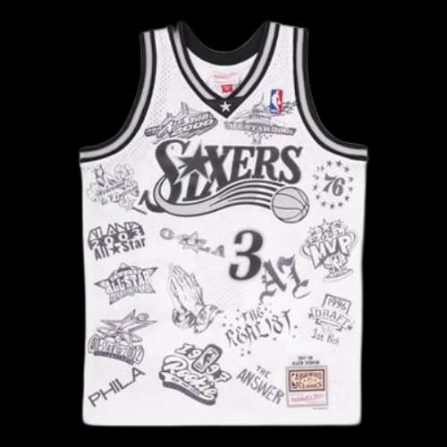 Mitchell & Ness NBA AI World Tour Swingman Philadelphia 76ers Jersey - White