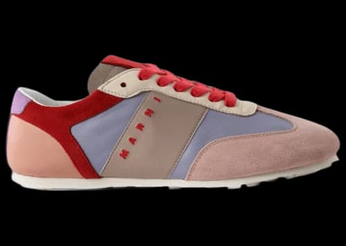 Marni Color-Blocked Lace-Up Sneakers Light Pink Lilac Orange (Women's)
