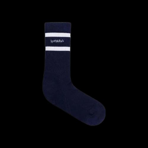 Sporty & Rich Serif Logo Socks 'Navy'