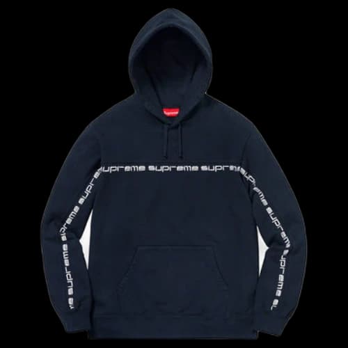 Supreme Text Stripe Hooded Sweatshirt