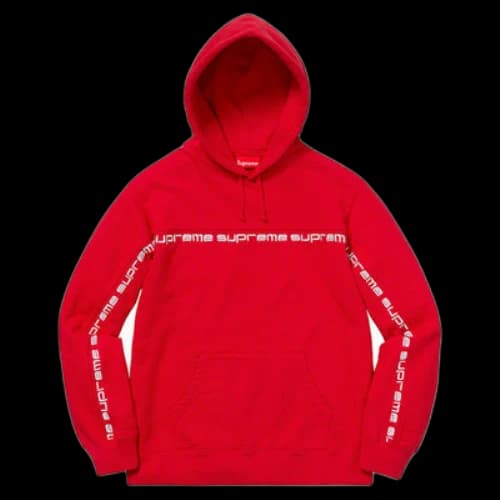Supreme Text Stripe Hooded Sweatshirt