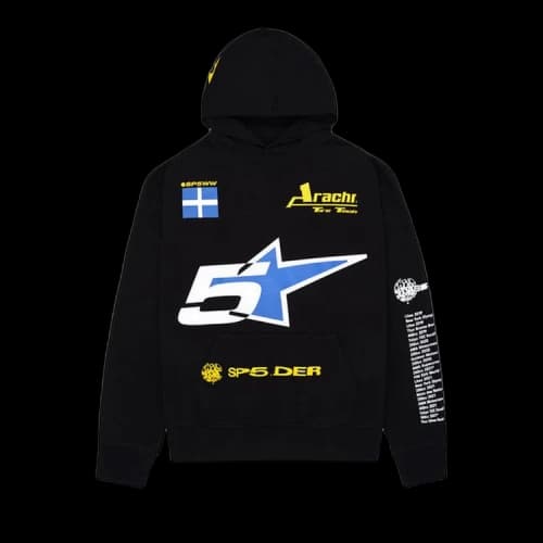 Sp5der Pit Crew Oversized Hoodie 'Black'