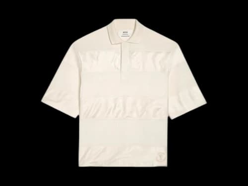 Ami Paris x Antoine Dupont satin-stripe Polo Beige
