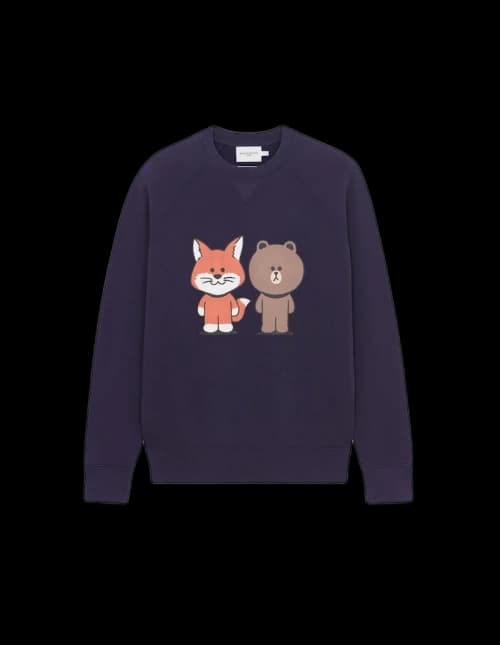 Maison Kitsune x Line Big Print Sweatshirt Navy