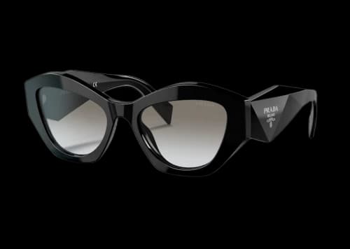 Prada Symbole Logo Irregular Sunglasses Black/Silver (SPR07Y 1AB-0A7)