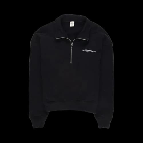 Sporty & Rich Athletic Club Quarter Zip 'Faded Black/White'