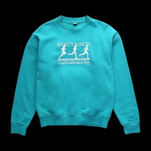 Sporty & Rich Runner Crewneck 'Teal/White'