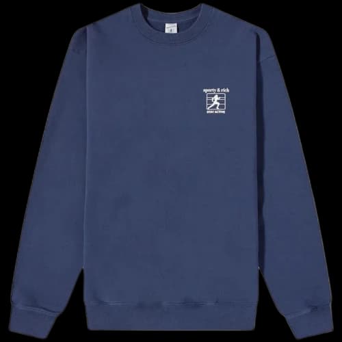 Sporty & Rich Jogger Crewneck Sweatshirt Navy/White