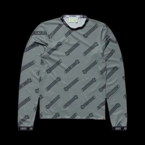 Aries Column Allover Print Long-Sleeve Top 'Grey'