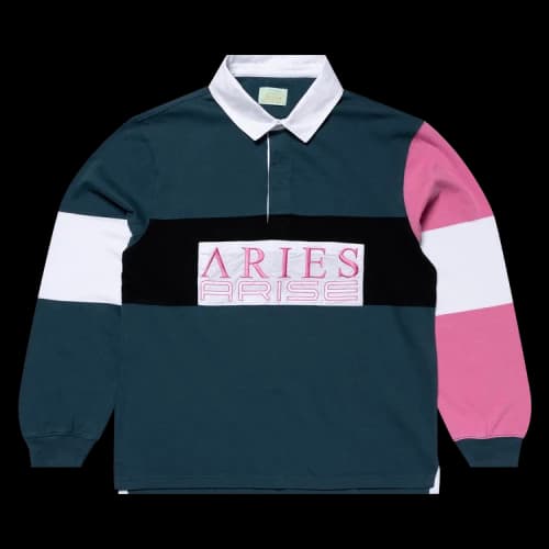Aries Colour-Blocked Rugby Shirt 'Petrol'