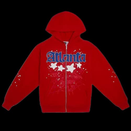Sp5der Atlanta Zip Up Hoodie 'Red'