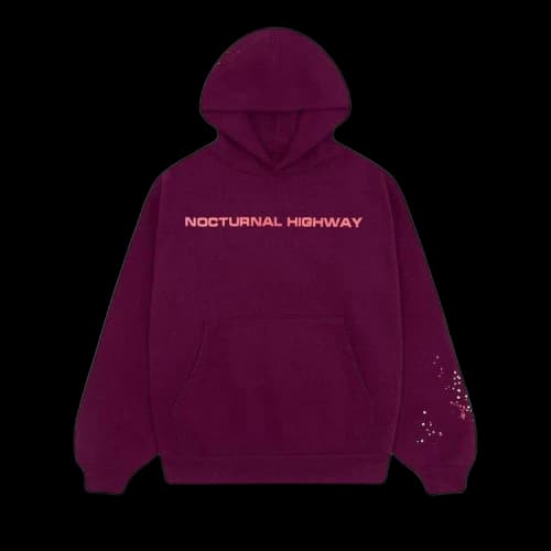 Sp5der Nocturnal Highway Hoodie 'Burgundy'